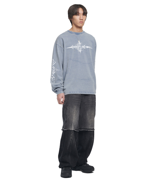 NOMANUAL（NOMANUAL）の「S.G WASHED LONG SLEEVE TEE - WASHED BLUE（Tシャツ/カットソー・レディース・その他・X-LARGE/MEDIUM/LARGE）」の3枚目の写真