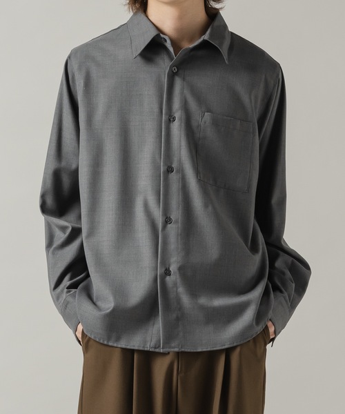 CASPER JOHN（キャスパージョン）の「Wool mix basic shirts/ウールミックスベーシックシャツ（シャツ/ブラウス・メンズ・ベージュ/ブラック/グリーン/グレイッシュブルー/グレー・LARGE/MEDIUM/SMALL/X-SMALL）」の2枚目の写真