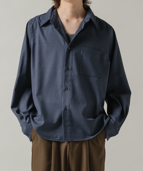 CASPER JOHN（キャスパージョン）の「Wool mix basic shirts/ウールミックスベーシックシャツ（シャツ/ブラウス・メンズ・ベージュ/ブラック/グリーン/グレイッシュブルー/グレー・LARGE/MEDIUM/SMALL/X-SMALL）」の5枚目の写真