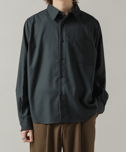 CASPER JOHN（キャスパージョン）の「Wool mix basic shirts/ウールミックスベーシックシャツ（シャツ/ブラウス・メンズ・ベージュ/ブラック/グリーン/グレイッシュブルー/グレー・LARGE/MEDIUM/SMALL/X-SMALL）」の4枚目の写真