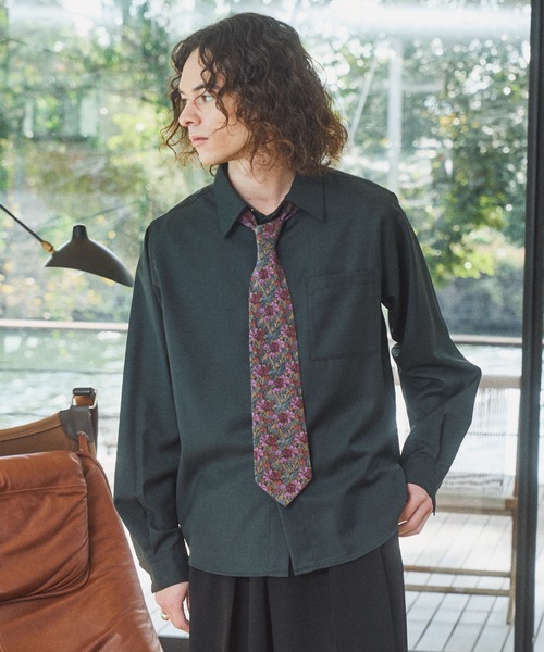 CASPER JOHN（キャスパージョン）の「Wool mix basic shirts/ウールミックスベーシックシャツ（シャツ/ブラウス・メンズ・ベージュ/ブラック/グリーン/グレイッシュブルー/グレー・LARGE/MEDIUM/SMALL/X-SMALL）」の6枚目の写真