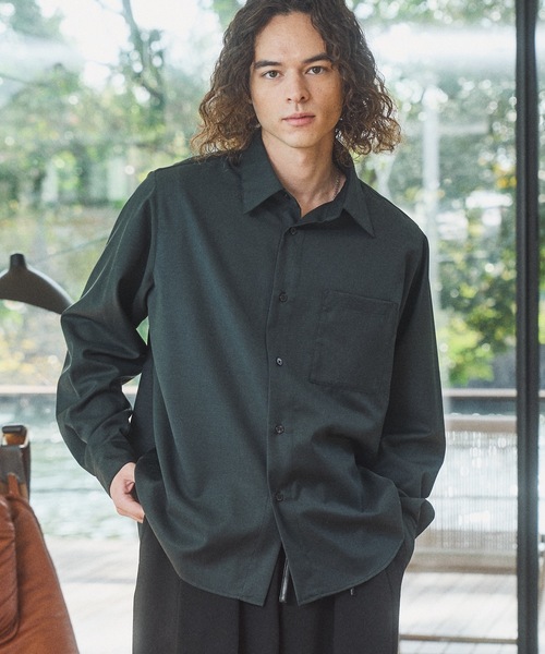 CASPER JOHN（キャスパージョン）の「Wool mix basic shirts/ウールミックスベーシックシャツ（シャツ/ブラウス・メンズ・ベージュ/ブラック/グリーン/グレイッシュブルー/グレー・LARGE/MEDIUM/SMALL/X-SMALL）」の8枚目の写真