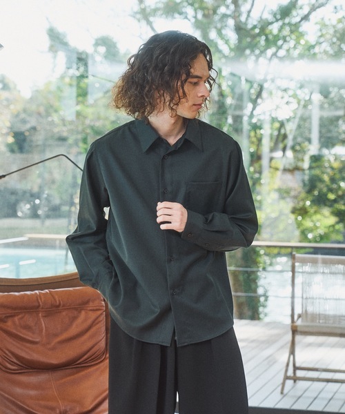 CASPER JOHN（キャスパージョン）の「Wool mix basic shirts/ウールミックスベーシックシャツ（シャツ/ブラウス・メンズ・ベージュ/ブラック/グリーン/グレイッシュブルー/グレー・LARGE/MEDIUM/SMALL/X-SMALL）」の9枚目の写真