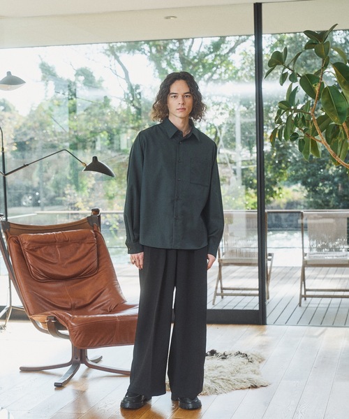 CASPER JOHN（キャスパージョン）の「Wool mix basic shirts/ウールミックスベーシックシャツ（シャツ/ブラウス・メンズ・ベージュ/ブラック/グリーン/グレイッシュブルー/グレー・LARGE/MEDIUM/SMALL/X-SMALL）」の11枚目の写真