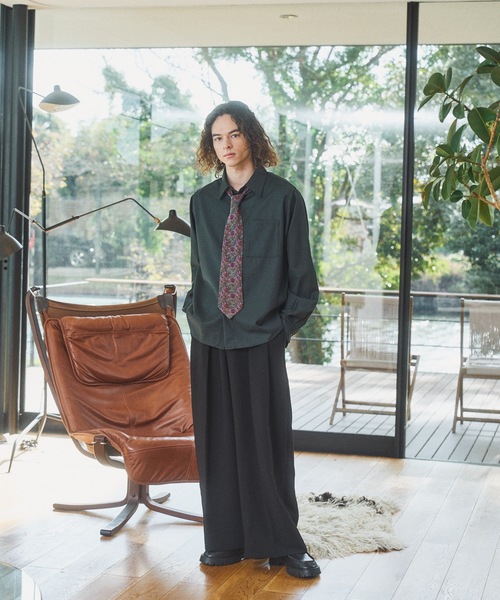 CASPER JOHN（キャスパージョン）の「Wool mix basic shirts/ウールミックスベーシックシャツ（シャツ/ブラウス・メンズ・ベージュ/ブラック/グリーン/グレイッシュブルー/グレー・LARGE/MEDIUM/SMALL/X-SMALL）」の10枚目の写真