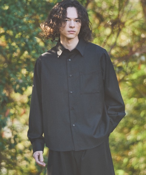 CASPER JOHN（キャスパージョン）の「Wool mix basic shirts/ウールミックスベーシックシャツ（シャツ/ブラウス・メンズ・ベージュ/ブラック/グリーン/グレイッシュブルー/グレー・LARGE/MEDIUM/SMALL/X-SMALL）」の12枚目の写真