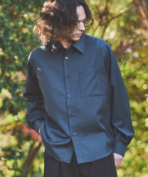 CASPER JOHN（キャスパージョン）の「Wool mix basic shirts/ウールミックスベーシックシャツ（シャツ/ブラウス・メンズ・ベージュ/ブラック/グリーン/グレイッシュブルー/グレー・LARGE/MEDIUM/SMALL/X-SMALL）」の17枚目の写真