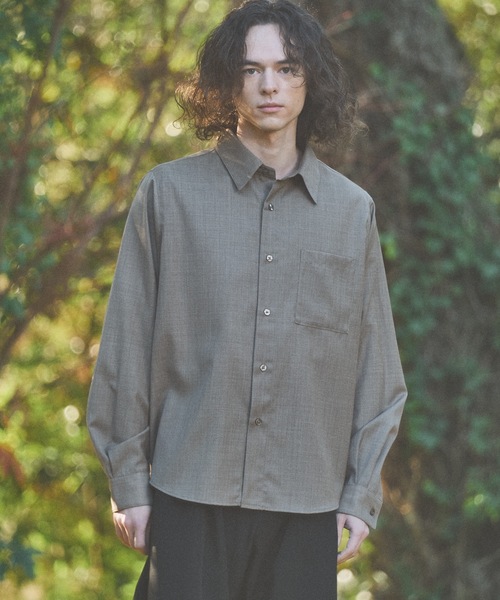CASPER JOHN（キャスパージョン）の「Wool mix basic shirts/ウールミックスベーシックシャツ（シャツ/ブラウス・メンズ・ベージュ/ブラック/グリーン/グレイッシュブルー/グレー・LARGE/MEDIUM/SMALL/X-SMALL）」の22枚目の写真