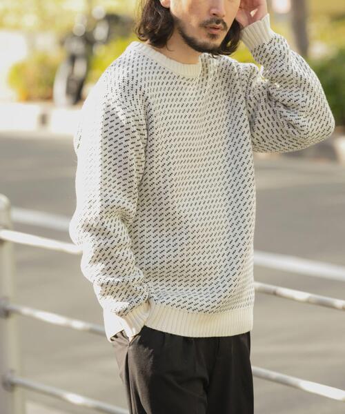 ITEMS URBANRESEARCH（アイテムズ アーバンリサーチ）の「マシンウォッシャブル バーズアイ クルーニット（ニット/セーター・メンズ・ネイビー/ホワイト/バーガンディー/ブラック・MEDIUM/LARGE）」の7枚目の写真