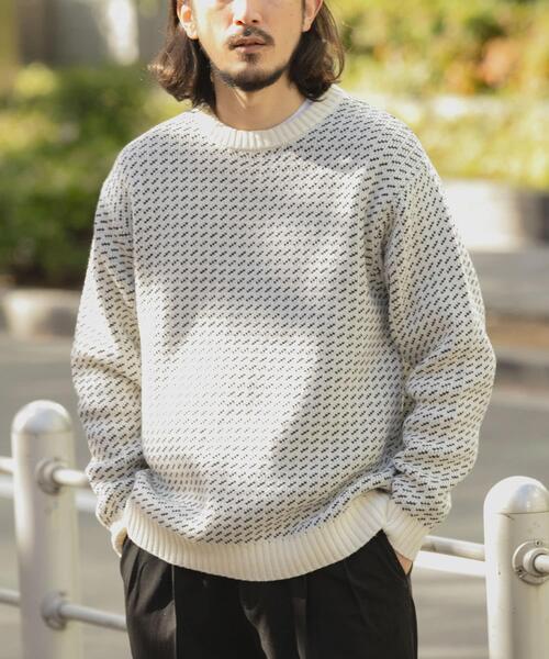 ITEMS URBANRESEARCH（アイテムズ アーバンリサーチ）の「マシンウォッシャブル バーズアイ クルーニット（ニット/セーター・メンズ・ネイビー/ホワイト/バーガンディー/ブラック・MEDIUM/LARGE）」の8枚目の写真