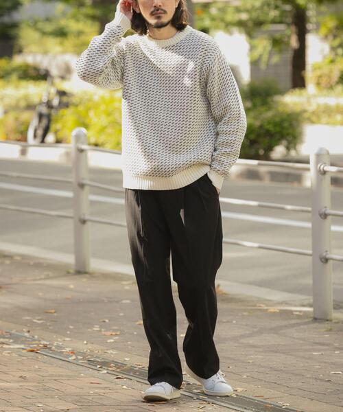 ITEMS URBANRESEARCH（アイテムズ アーバンリサーチ）の「マシンウォッシャブル バーズアイ クルーニット（ニット/セーター・メンズ・ネイビー/ホワイト/バーガンディー/ブラック・MEDIUM/LARGE）」の9枚目の写真