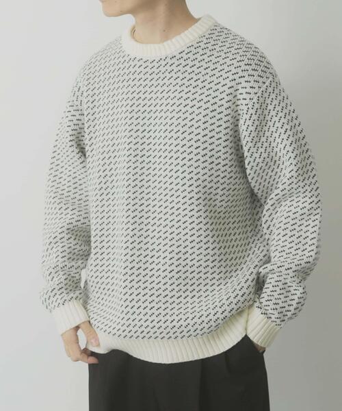 ITEMS URBANRESEARCH（アイテムズ アーバンリサーチ）の「マシンウォッシャブル バーズアイ クルーニット（ニット/セーター・メンズ・ネイビー/ホワイト/バーガンディー/ブラック・MEDIUM/LARGE）」の11枚目の写真