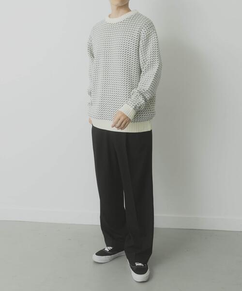 ITEMS URBANRESEARCH（アイテムズ アーバンリサーチ）の「マシンウォッシャブル バーズアイ クルーニット（ニット/セーター・メンズ・ネイビー/ホワイト/バーガンディー/ブラック・MEDIUM/LARGE）」の17枚目の写真