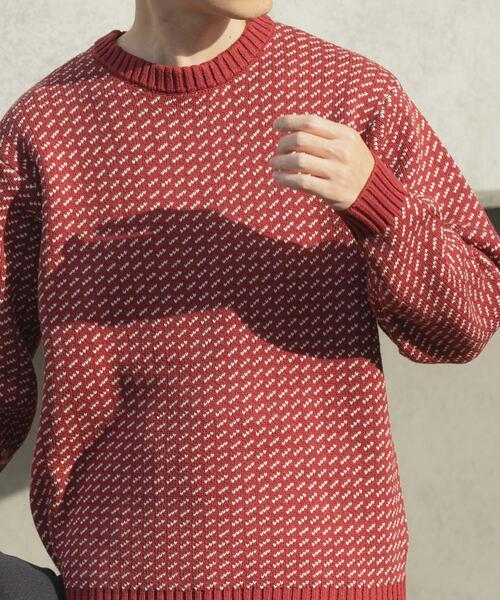 ITEMS URBANRESEARCH（アイテムズ アーバンリサーチ）の「マシンウォッシャブル バーズアイ クルーニット（ニット/セーター・メンズ・ネイビー/ホワイト/バーガンディー/ブラック・MEDIUM/LARGE）」の20枚目の写真