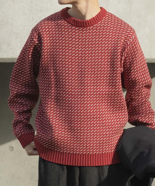 ITEMS URBANRESEARCH（アイテムズ アーバンリサーチ）の「マシンウォッシャブル バーズアイ クルーニット（ニット/セーター・メンズ・ネイビー/ホワイト/バーガンディー/ブラック・MEDIUM/LARGE）」の21枚目の写真