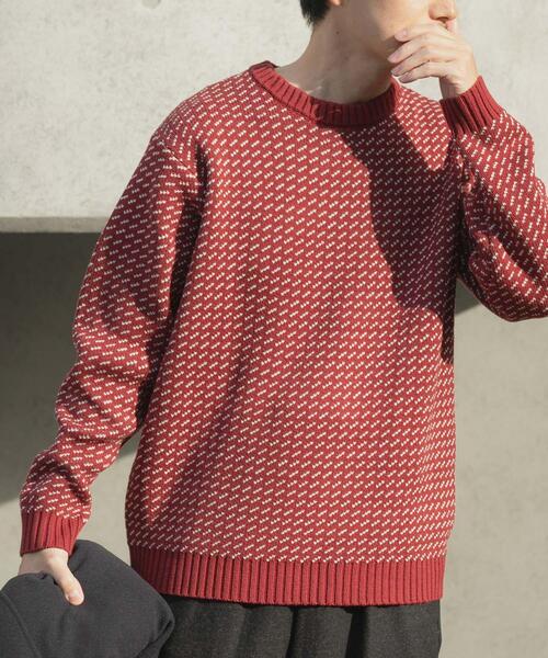ITEMS URBANRESEARCH（アイテムズ アーバンリサーチ）の「マシンウォッシャブル バーズアイ クルーニット（ニット/セーター・メンズ・ネイビー/ホワイト/バーガンディー/ブラック・MEDIUM/LARGE）」の22枚目の写真