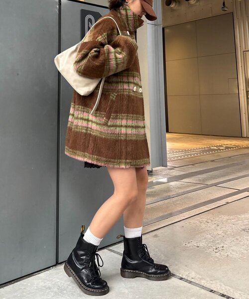 HELLO.SANFRANCISCO（ハローサンフランシスコ）の「★【HELLO.SANFRANCISCO/ハローサンフランシスコ】チェックシャギーオーバーコート（その他アウター・レディース・ブラウン/ホワイト・ONE SIZE）」の18枚目の写真