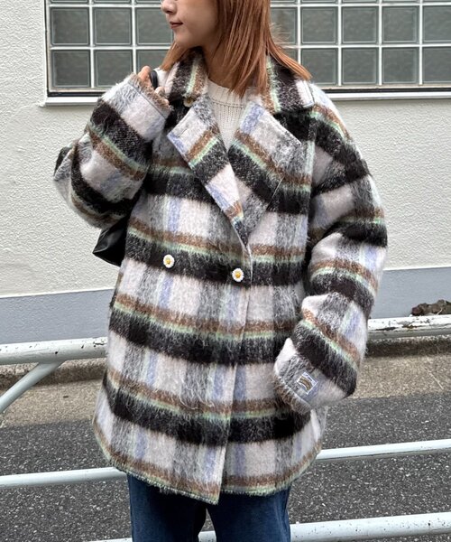 HELLO.SANFRANCISCO（ハローサンフランシスコ）の「★【HELLO.SANFRANCISCO/ハローサンフランシスコ】チェックシャギーオーバーコート（その他アウター・レディース・ブラウン/ホワイト・ONE SIZE）」の19枚目の写真