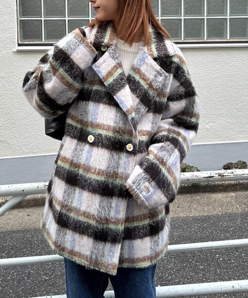 HELLO.SANFRANCISCO（ハローサンフランシスコ）の「★【HELLO.SANFRANCISCO/ハローサンフランシスコ】チェックシャギーオーバーコート（その他アウター・レディース・ブラウン/ホワイト・ONE SIZE）」の20枚目の写真