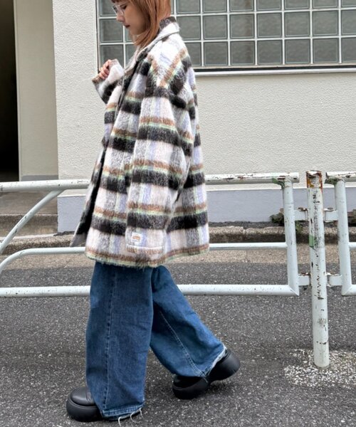 HELLO.SANFRANCISCO（ハローサンフランシスコ）の「★【HELLO.SANFRANCISCO/ハローサンフランシスコ】チェックシャギーオーバーコート（その他アウター・レディース・ブラウン/ホワイト・ONE SIZE）」の13枚目の写真