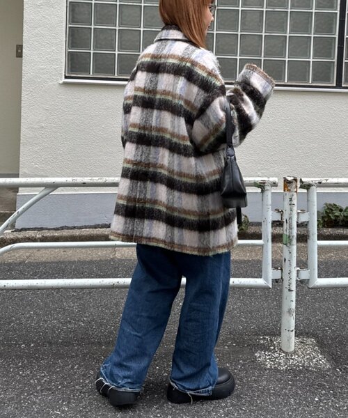 HELLO.SANFRANCISCO（ハローサンフランシスコ）の「★【HELLO.SANFRANCISCO/ハローサンフランシスコ】チェックシャギーオーバーコート（その他アウター・レディース・ブラウン/ホワイト・ONE SIZE）」の14枚目の写真