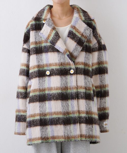 HELLO.SANFRANCISCO（ハローサンフランシスコ）の「★【HELLO.SANFRANCISCO/ハローサンフランシスコ】チェックシャギーオーバーコート（その他アウター・レディース・ブラウン/ホワイト・ONE SIZE）」の15枚目の写真