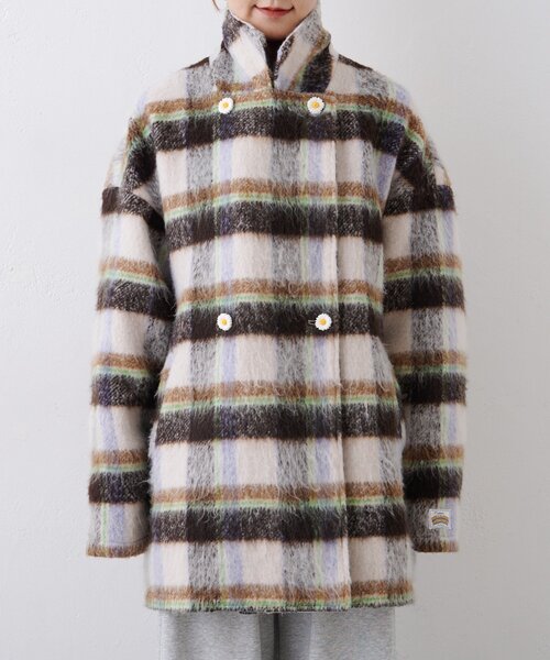 HELLO.SANFRANCISCO（ハローサンフランシスコ）の「★【HELLO.SANFRANCISCO/ハローサンフランシスコ】チェックシャギーオーバーコート（その他アウター・レディース・ブラウン/ホワイト・ONE SIZE）」の11枚目の写真