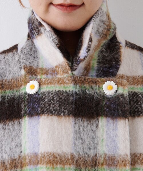 HELLO.SANFRANCISCO（ハローサンフランシスコ）の「★【HELLO.SANFRANCISCO/ハローサンフランシスコ】チェックシャギーオーバーコート（その他アウター・レディース・ブラウン/ホワイト・ONE SIZE）」の3枚目の写真