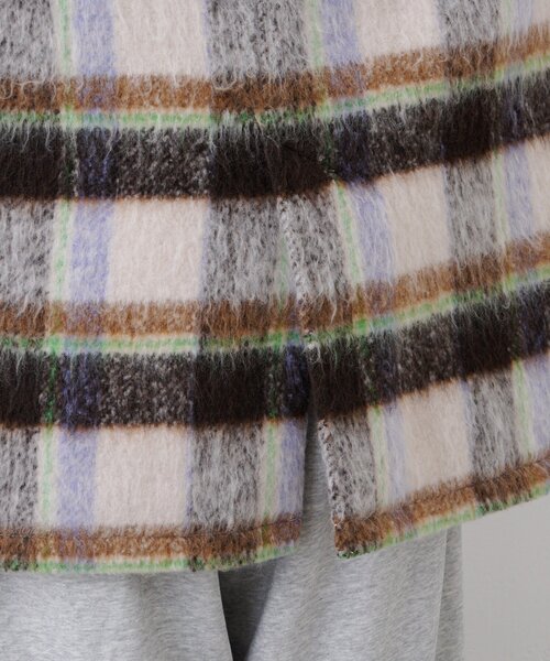 HELLO.SANFRANCISCO（ハローサンフランシスコ）の「★【HELLO.SANFRANCISCO/ハローサンフランシスコ】チェックシャギーオーバーコート（その他アウター・レディース・ブラウン/ホワイト・ONE SIZE）」の7枚目の写真