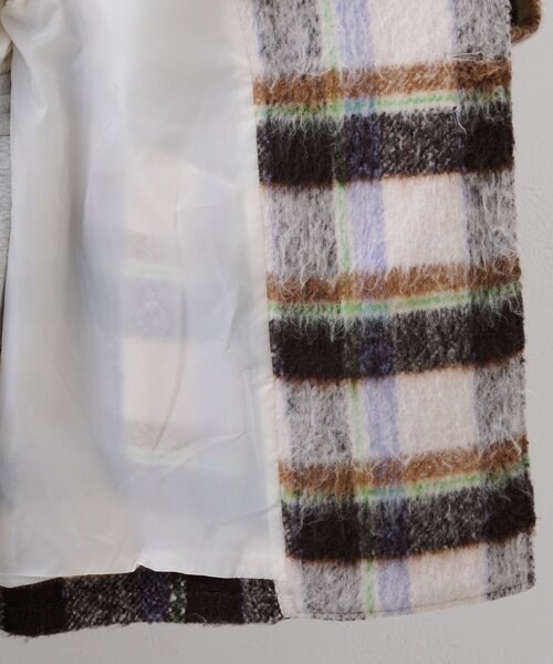 HELLO.SANFRANCISCO（ハローサンフランシスコ）の「★【HELLO.SANFRANCISCO/ハローサンフランシスコ】チェックシャギーオーバーコート（その他アウター・レディース・ブラウン/ホワイト・ONE SIZE）」の8枚目の写真