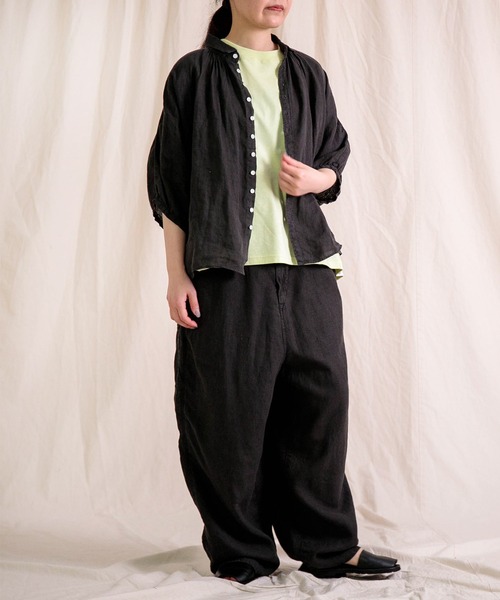 Brocante（ブロカント）の「[Brocante / ブロカント] リネンキャンバス デフォルメパントルパンツ（その他パンツ・レディース・グレイッシュベージュ/ブラック/グリーン・2）」の13枚目の写真