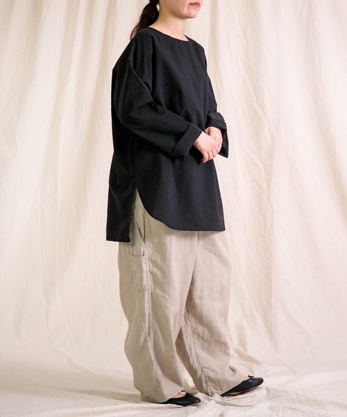 Brocante（ブロカント）の「[Brocante / ブロカント] リネンキャンバス デフォルメパントルパンツ（その他パンツ・レディース・グレイッシュベージュ/ブラック/グリーン・2）」の4枚目の写真