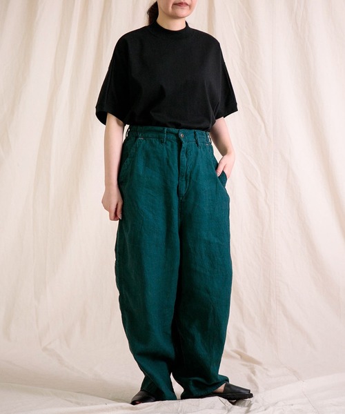Brocante / ブロカント] リネンキャンバス デフォルメパントルパンツ