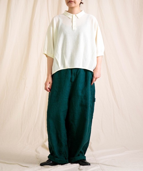 Brocante / ブロカント] リネンキャンバス デフォルメパントルパンツ