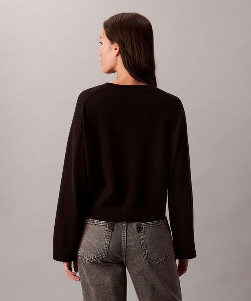 Calvin Klein（カルバン・クライン）の「ニット - ロングスリーブスムースコットンセーター（ニット/セーター・レディース・ブラック/アイボリー・M/S/XS）」の5枚目の写真