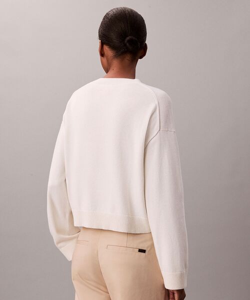 Calvin Klein（カルバン・クライン）の「ニット - ロングスリーブスムースコットンセーター（ニット/セーター・レディース・ブラック/アイボリー・M/S/XS）」の10枚目の写真