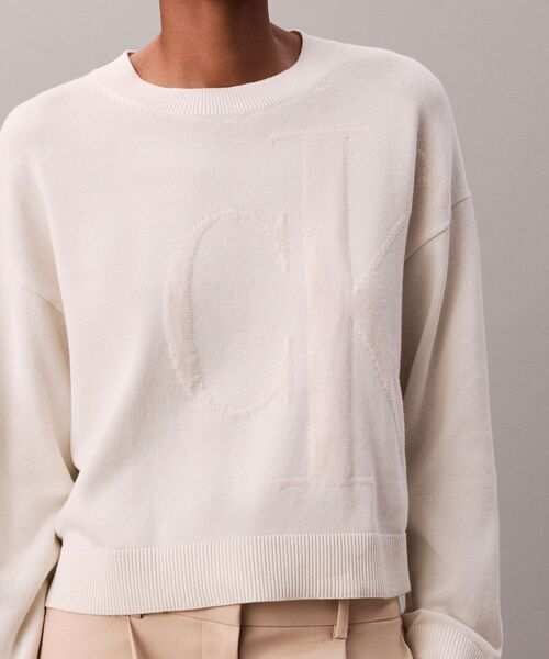 Calvin Klein（カルバン・クライン）の「ニット - ロングスリーブスムースコットンセーター（ニット/セーター・レディース・ブラック/アイボリー・M/S/XS）」の12枚目の写真