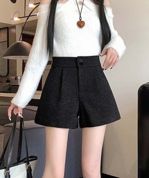 Y2K ヘリンボーン柄 きれいめショートパンツ