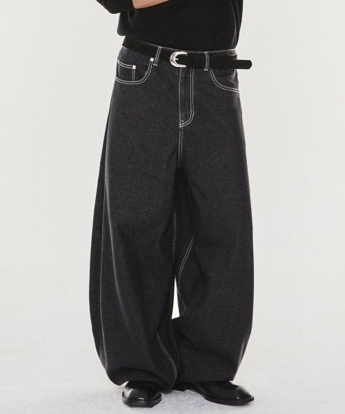 KICHUL(キチョル)の「Light Cotton Balloon fit denim pants (Black)(デニムパンツ・メンズ・その他・X-SMALL/SMALL/MEDIUM/LARGE)」の4枚目の写真