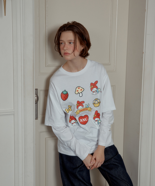 ANOETIC（アノエティック）の「ANC MYMELODY LAYERED T-SHIRT_WHITE（Tシャツ/カットソー・レディース・ホワイト・FREE）」の3枚目の写真