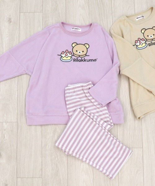 RUGGEDWORKS(ラゲッドワークス)の「【完売】《リラックマ》キッズ 長袖 ルームウェア パジャマ ドルマン フリース(ルームウェア/パジャマ・キッズ・ベージュ/パープル・140/150/160)」の2枚目の写真
