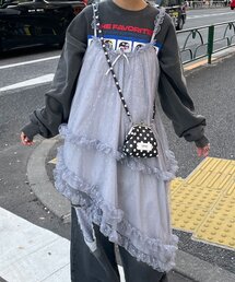 ラメドットチュールチュニックキャミワンピース