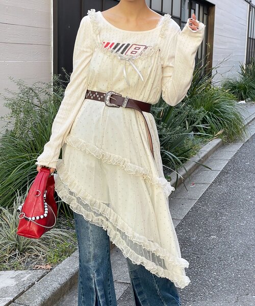 CIAOPANIC（チャオパニック）の「ラメドットチュールチュニックキャミワンピース（チュニック・レディース・ブラック/アイボリー/グレー・ONE SIZE）」の2枚目の写真