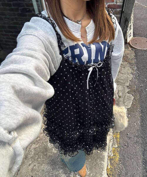 CIAOPANIC（チャオパニック）の「ラメドットチュールチュニックキャミワンピース（チュニック・レディース・ブラック/アイボリー/グレー・ONE SIZE）」の18枚目の写真