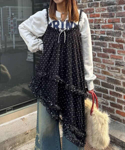 CIAOPANIC（チャオパニック）の「ラメドットチュールチュニックキャミワンピース（チュニック・レディース・ブラック/アイボリー/グレー・ONE SIZE）」の19枚目の写真