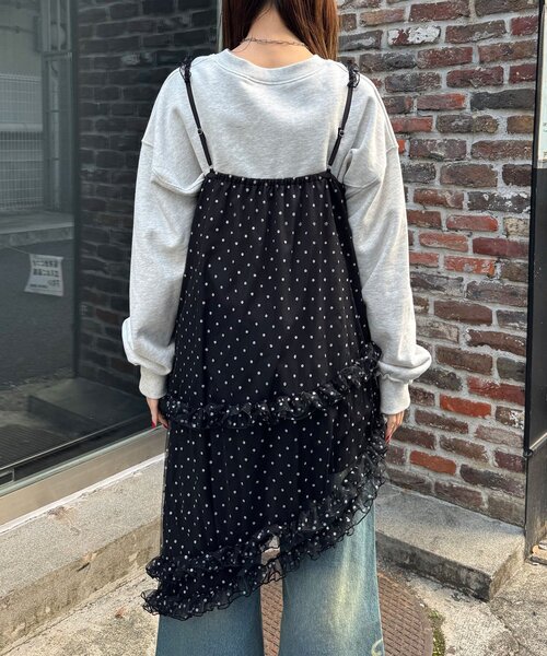 CIAOPANIC（チャオパニック）の「ラメドットチュールチュニックキャミワンピース（チュニック・レディース・ブラック/アイボリー/グレー・ONE SIZE）」の4枚目の写真