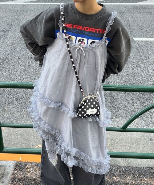 CIAOPANIC（チャオパニック）の「ラメドットチュールチュニックキャミワンピース（チュニック・レディース・ブラック/アイボリー/グレー・ONE SIZE）」の10枚目の写真