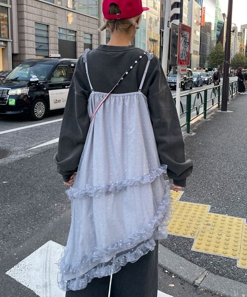 CIAOPANIC（チャオパニック）の「ラメドットチュールチュニックキャミワンピース（チュニック・レディース・ブラック/アイボリー/グレー・ONE SIZE）」の14枚目の写真