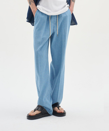 BLOND9（ブロンドナイン）の「サマー バンディング ワイドデニムパンツ_ブリーチブルー（デニムパンツ）」