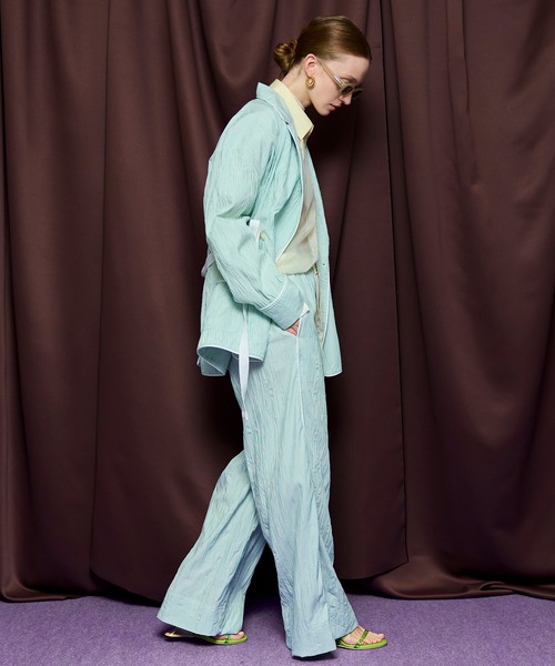 MAISON SPECIAL(メゾンスペシャル)の「Pajama Shirt Jacket/パジャマシャツジャケット(テーラードジャケット・レディース・ブラック/ブルー/グリーン・FREE)」の8枚目の写真